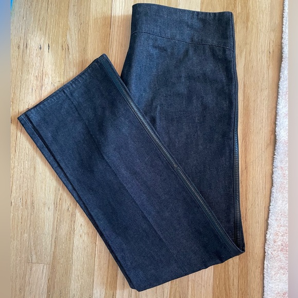 New Gap Size 14 Black Boot Cut Jeans with Leather Trim - Picture 2 of 6